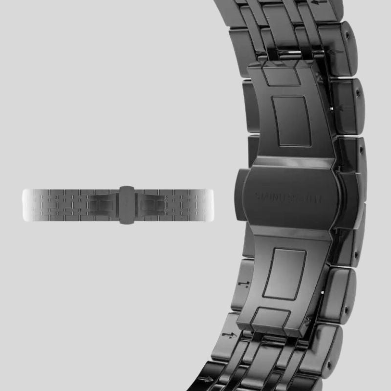 Super Brushed & Polished 3D Solid Black Stainless Steel Watch Bracelet Band  22mm Security Double Deployment Buckle : SINAIKE: Amazon.in: Watches